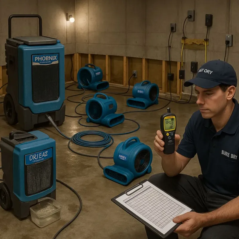 Structural Drying and Dehumidification process in Cushing, ME